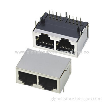 1*2 port RJ45 connector with or w/o shielding, R/A type